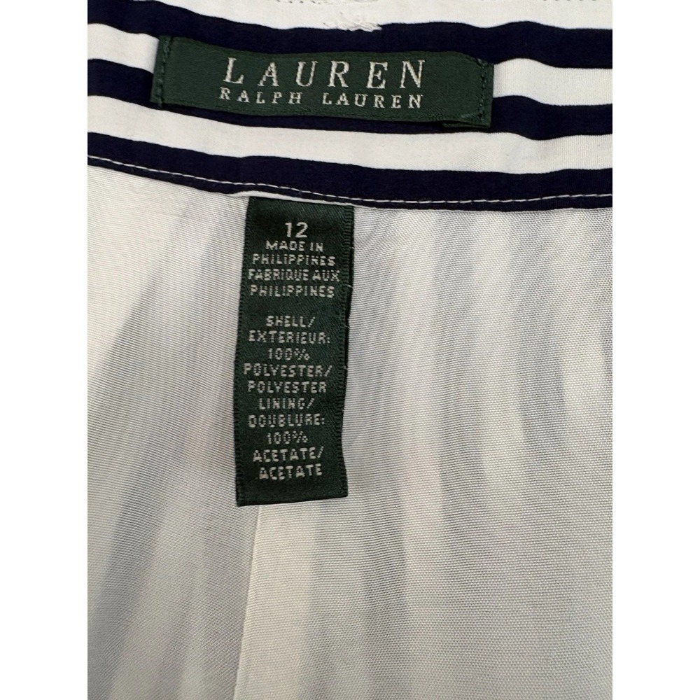 Lauren Ralph Lauren Size 12W Shorts Blue/white Stripe Lined Zip Beachy - Picture 7 of 8